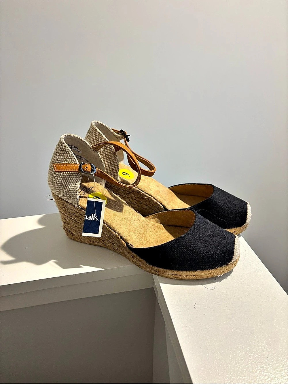 NWT white mountain  Black & Beige Espadrille Wedges